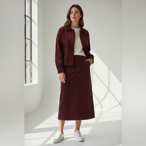 MELLODAY Corduroy Jacket and Skirt set in Burg